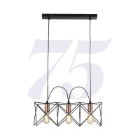 Searchlight Anthea 3Lt Black Frame Pendant With Copper Detail