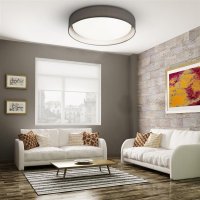 Searchlight Gianna LED Flush Ceiling Light - Acrylic with Fabric Shade