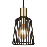 Searchlight Bird Cage Frame 1Lt 16Cm Pendant, Black And Gold