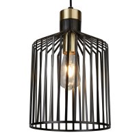 Searchlight Bird Cage Frame 1Lt 22Cm Pendant, Black And Gold