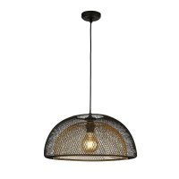 Searchlight Honeycomb 1Lt Double Layered Mesh Pendant,Black Outer W Gold Inner