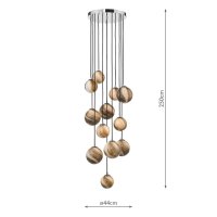 Mikara 12 Light Cluster Pendant Polished Chrome Glass 2.5M