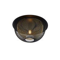Searchlight Honeycomb 1 Light Double Layered Mesh Flush Fitting-Black Outer with Gold Inner