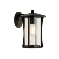 Searchlight Pagoda 1 Light Outdoor Wall/Porch Light Black with Clear Glass