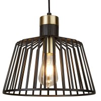 Searchlight Bird Cage Frame 1 Light 30cm Pendant Black And Gold