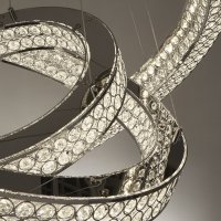 Searchlight Bands 3Lt Led Pendant, Chrome With Crystal