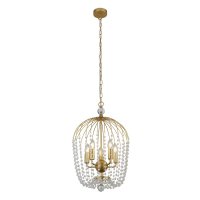 Searchlight Shower 5Lt Pendant, Gold Finish, Metal With Clear Crystal