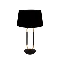 Searchlight Jazz 1Lt Table Lamp, Satin Brass & Black, Black Velvet Shade