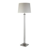 Searchlight Pedestal Floor Lamp Glass Column & Satin Silver Base, Cream Sh