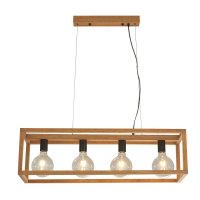 Searchlight Square Woven Bamboo Wood 4Lt Pendant