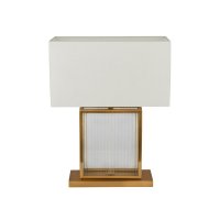 Searchlight Clarendon 1Lt Table Lamp, Tempered Glass,  Satin Brass