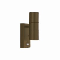 Searchlight Metro LED 2 Light Outdoor Wall Light - Rust Brown & Glass