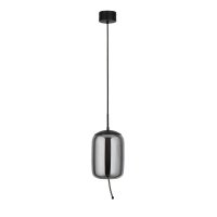 Searchlight Lisbon 1Lt Led Pendant,Black And Smoked Glass