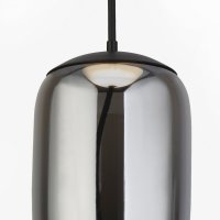 Searchlight Lisbon 1Lt Led Pendant,Black And Smoked Glass