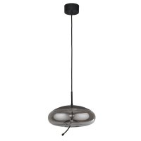 Searchlight Lisbon 1Lt Led Pendant,Black And Smoked Glass