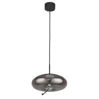 Searchlight Lisbon 1Lt Led Pendant,Black And Smoked Glass