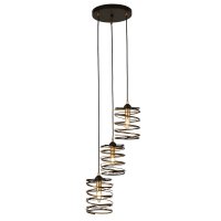 Searchlight Spring 3Lt Multi Drop Pendant, Black And Gold