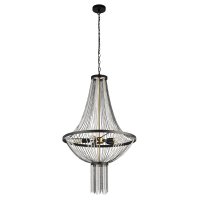 Searchlight Baguette 5Lt Pendant, Black With Satin Brass