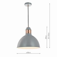 Frederick 1 Light Single Pendant Grey Satin Copper