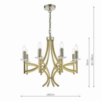 Lyon 8 Light Armed Fitting Antique Brass Crystal