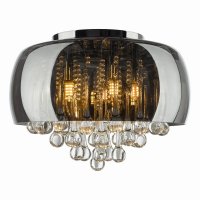 Aviel 5 Light Flush Smoked Shade With Clear Glass Droppers