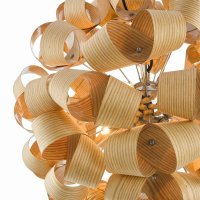 Ayna 6 Light Single Pendant Real Ash Veneer Satin Nickel