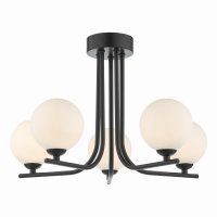 Cradle 5 Light Semi Flush Matt Black Opal Glass