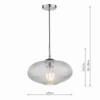 Edmond 1 Light Single Pendant Polished Chrome Ribbed Glass