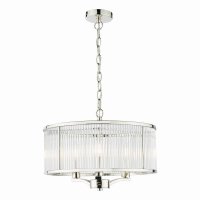 Eveyln 3 Light Pendant Polished Nickel Glass