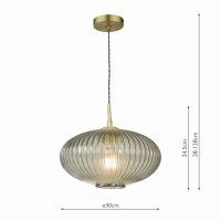 Edmond 1 Light Pendant Smoked Glass Antique Brass Detail