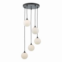 Federico 5 Light Cluster Pendant Black Opal Glass