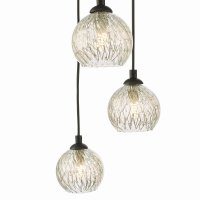 Federico 5 Light Cluster Pendant Black Clear/Wire Glass