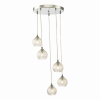 Federico 5 Light Cluster Pendant Polished Chrome Clear/Wire Gl