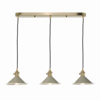 Hadano 3 Light Brass Suspension With Cashmere Shades