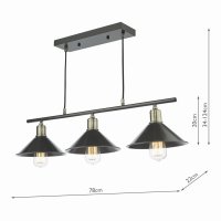 Jalen 3 Light Bar Pendant Graphite Antique Brass