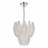 Maeve 6 Light Pendant Polished Chrome Textured Glass