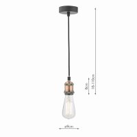 Waco 1 Light E27 Suspension Antique Copper Matt Black