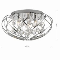 Riya 3 Light Flush Crystal & Polished Chrome