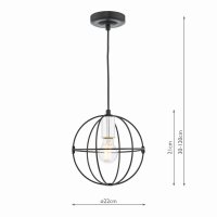 Javari 1 Light Pendant Matt Black/Polished Chrome