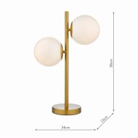 Bombazine 2 Light Table Lamp Natural Brass Opal Glass