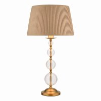 Lyzette 1 Light Table Lamp Aged Brass Ribbed Glass With Shade