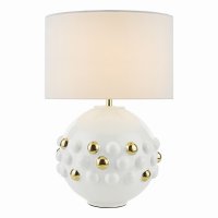 Sphere 1 Light Table Lamp Gloss Glazed White With Shade