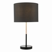 Kelso 1 Light Table Lamp Matt Black Polished Copper With Shade