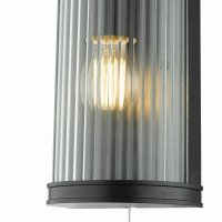 Anund 1 Light Wall Matt Black Ribbed Glass IP44