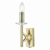 Lyon 1 Light Wall Light Antique Brass Crystal