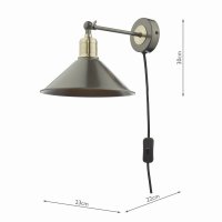 Jalen 1 Light Wall Light Graphite Antique Brass