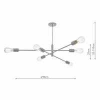 Alana 6 Light Armed Fitting Matt Grey