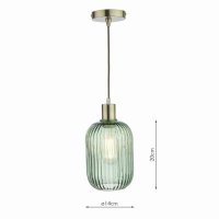 Sawyer Easy Fit Pendant Green Ribbed Glass