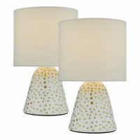 Glenda Ceramic Table Lamp White With Shade (Twin Pack)