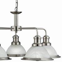 Searchlight Bistro 5 Light Ceiling Pendant - Satin Silver & Glass